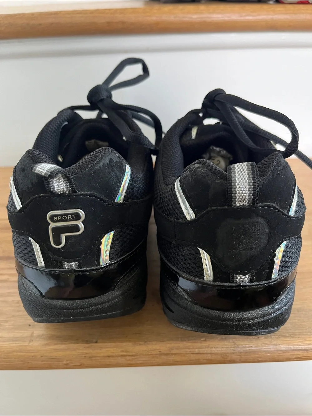 Fila Men's Black Athletic Sneakers with Silver Accents